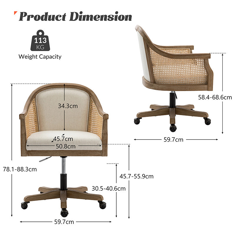 Audrey Rattan Task Chair - Drehbarer Sockel und geschwungene Sitzform