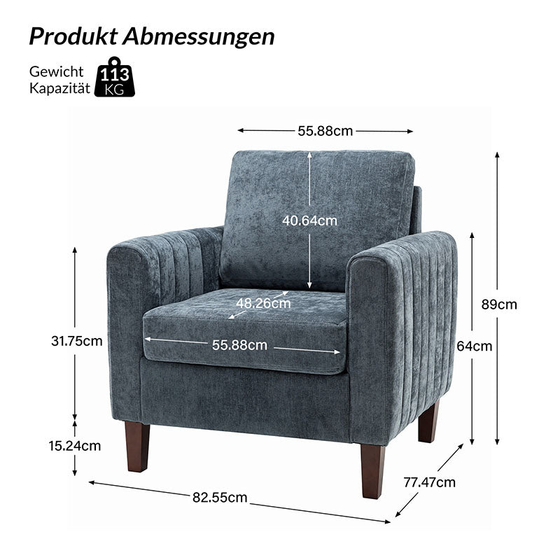 Luca Square Mid-Century Moderner Stoffgepolsterter Clubsessel