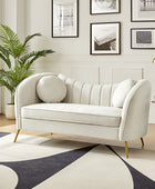 Emilio Loveseat mit goldenen Beinen und Plüschkissen