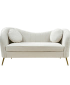 Emilio Loveseat mit goldenen Beinen und Plüschkissen