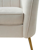 Emilio Loveseat mit goldenen Beinen und Plüschkissen