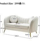 Emilio Loveseat mit goldenen Beinen und Plüschkissen