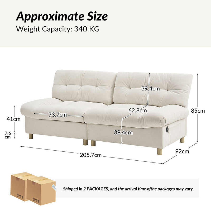 Hilario Loveseat with USB-C Ports, Storage & Tufted Design