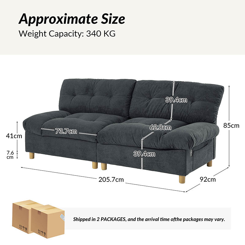Hilario Loveseat with USB-C Ports, Storage & Tufted Design