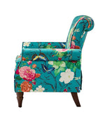 Modern Floral Pattern Upholstered Armchair with Wood Legs - HULALA HOME