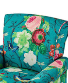 Modern Floral Pattern Upholstered Armchair with Wood Legs - HULALA HOME