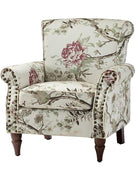 Modern Floral Pattern Upholstered Armchair with Wood Legs - HULALA HOME