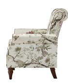 Modern Floral Pattern Upholstered Armchair with Wood Legs - HULALA HOME
