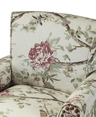 Modern Floral Pattern Upholstered Armchair with Wood Legs - HULALA HOME