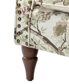 Modern Floral Pattern Upholstered Armchair with Wood Legs - HULALA HOME