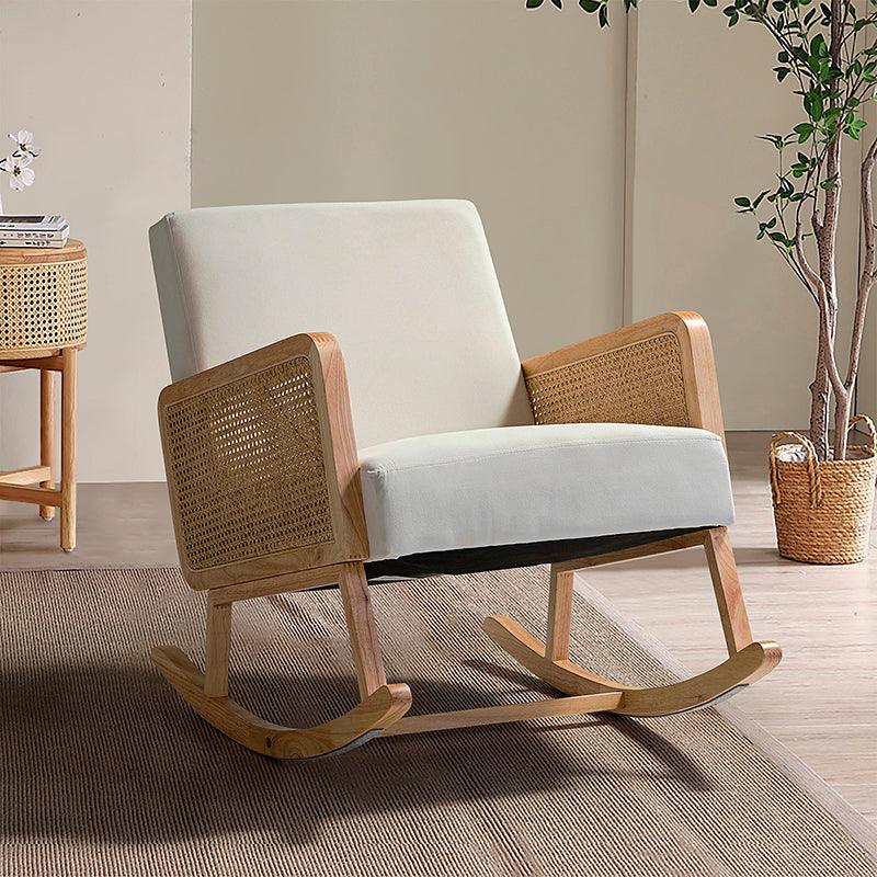 Yamat Velvet Rocking Chair with Cane Arms - Hulala Home